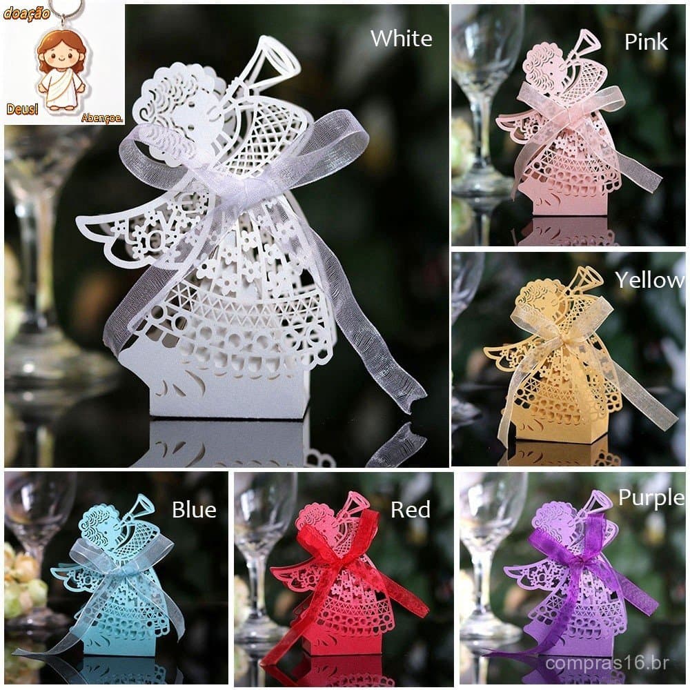 Blloon 10 Peças 6 Cores Lembrancinha Para Chá De Bebê Menina Anjo Corte A Laser Oco Carriage Chocolate Candy Caixas / Mu