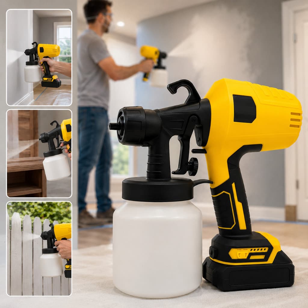 Pistola de Pintura Elétrica 20V Sem Fio Bivolt para Parede Madeira Portas e Móveis