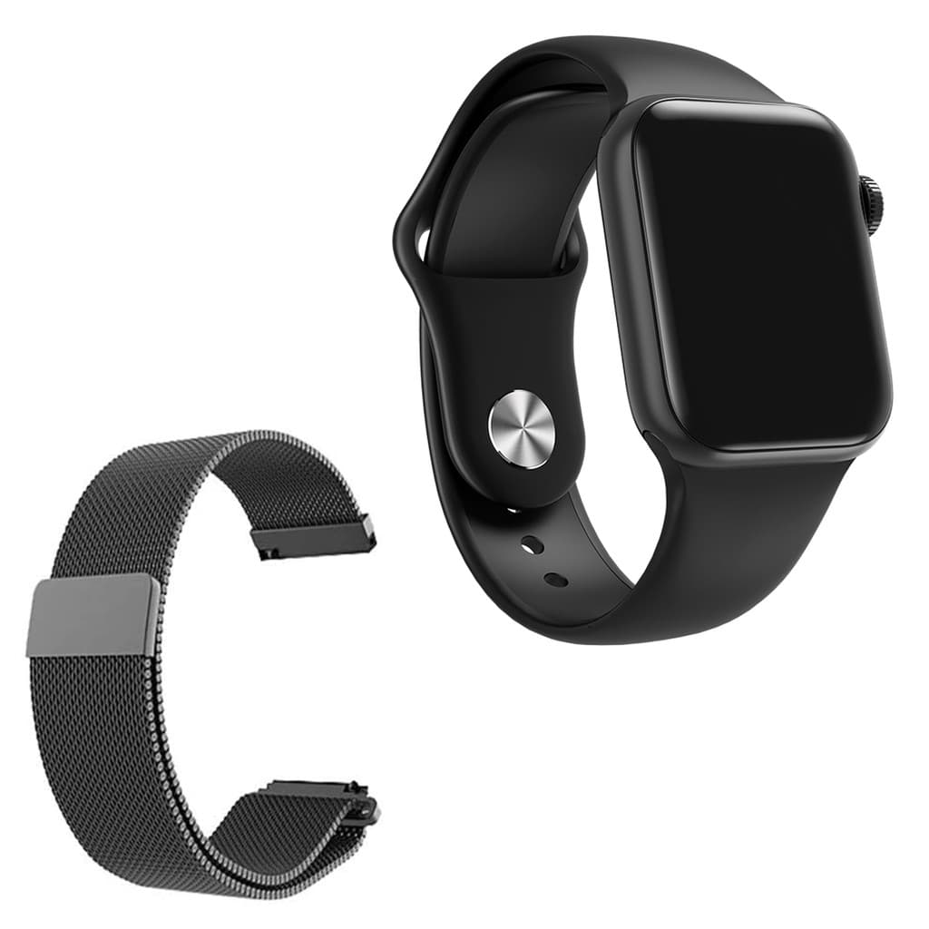 Smartwatch W58 Preto Android/iOS + Pulseira Aço