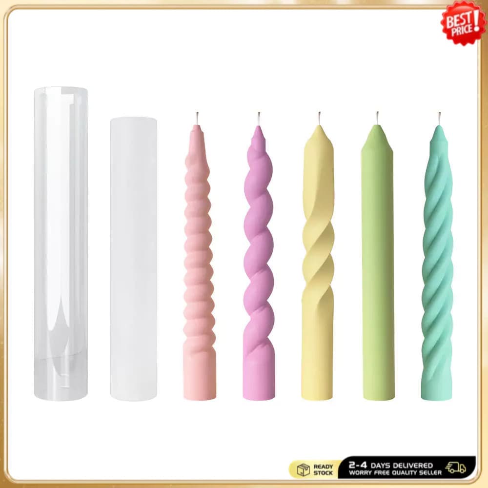 Molde para aromaterapia com padrões decorativos, molde cilíndrico longo de gesso, conjunto de silicone feito à mão.