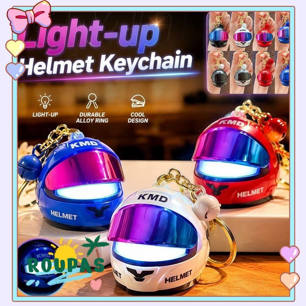 Chaveiro De Capacete Iluminado ROUPAS , Mini Pingente De Luz Noturna Realista E Legal , Bolsa Multifuncional
