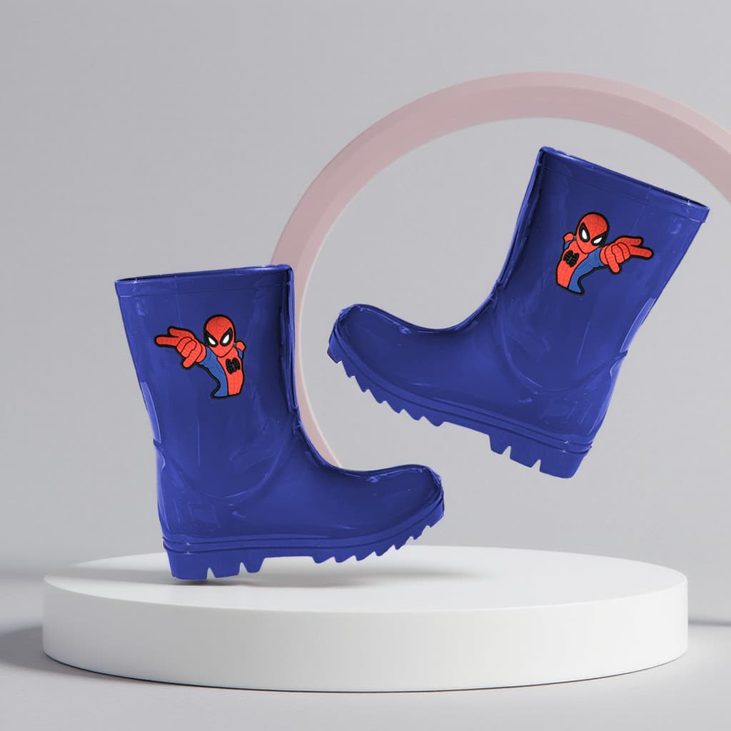 Galocha Botinha de Chuva Infantil Cano Alto Personagem Menino Aranha Masculino Kids Confortável