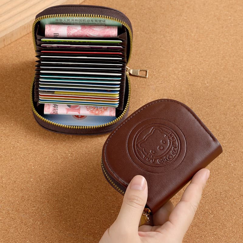 Bolsa De Embreagem Carteira Com Zíper De Gato Fofo Para Mulheres – Moedas Porta-Cartões Da Moda