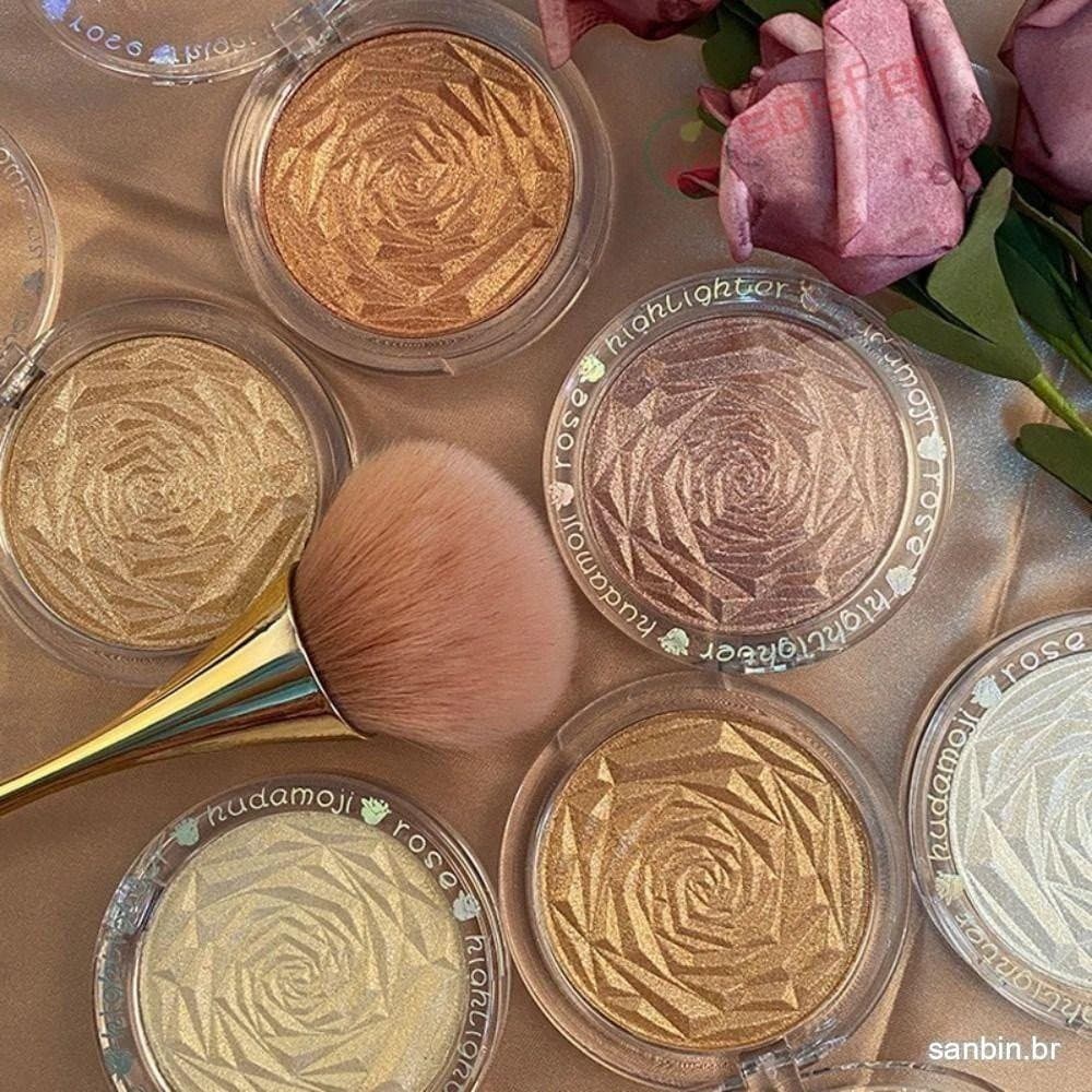 SOSFER Highlighter Pó Destacador , Rose Diamond 6 Cores Iluminador Face Contour Glitter Maquiagem Em Blusher