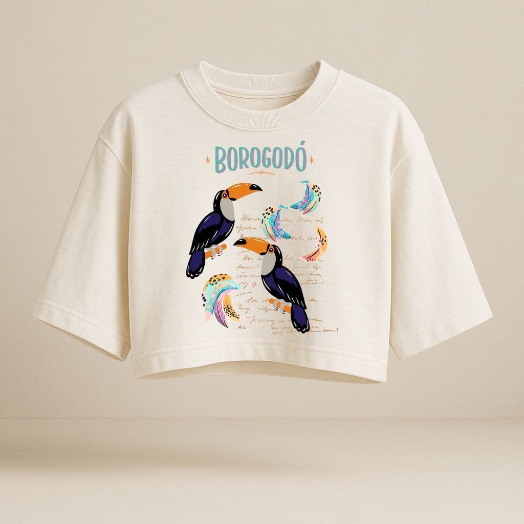 Cropped Feminino Oversized DTF Estiloso Moda Off White