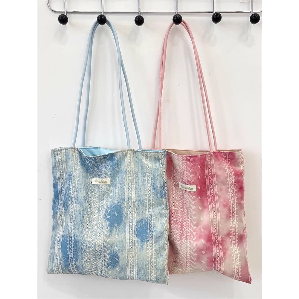 Indústria pesada Tie-Dye renda pano saco Design estilo férias bolsa de ombro estudante menina saco de pano de compras gr