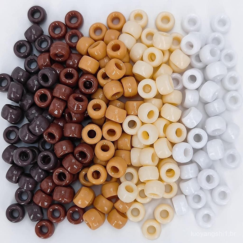 MIIIM 1000 Peças de Miçangas Pony 6x9mm em Lote, 5 Estilos de Miçangas Pony Marrons para Kit de Fabricação de Pulseiras,