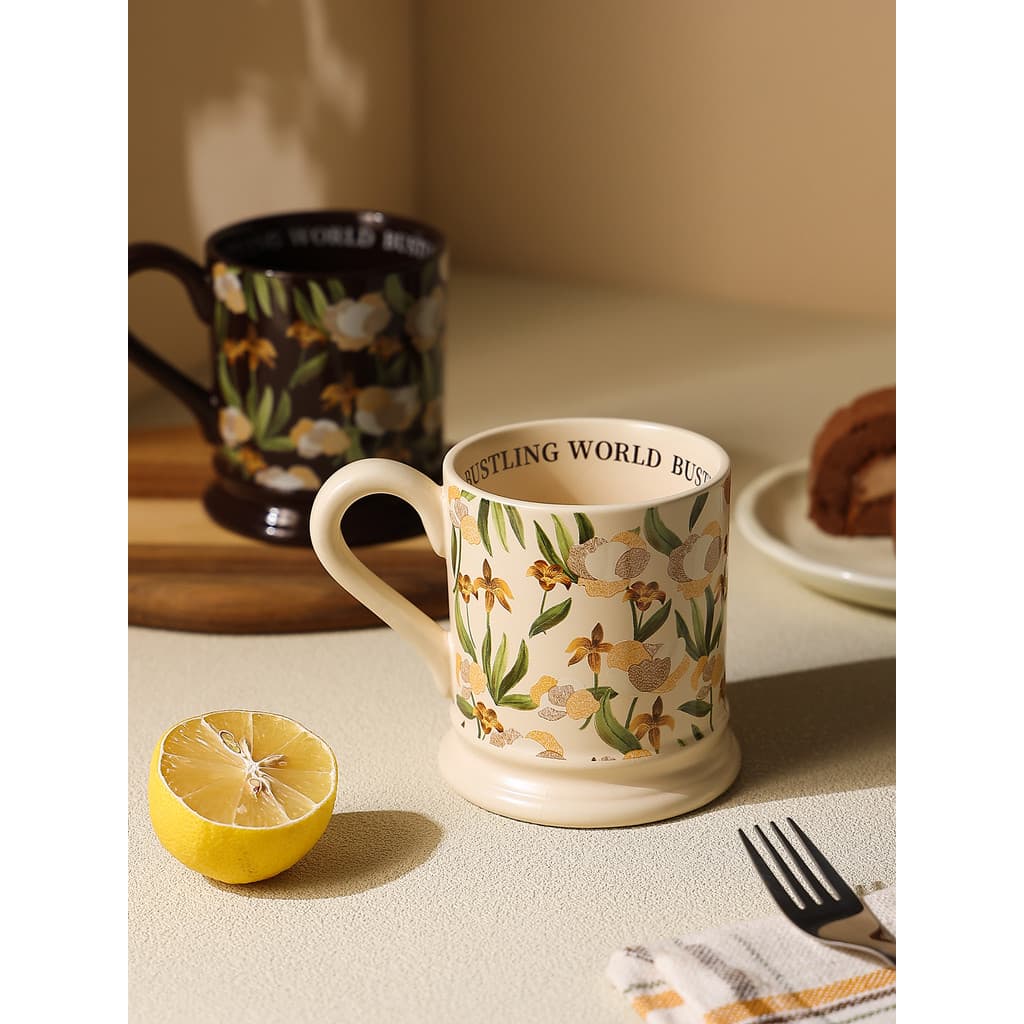 Xícara de café de cerâmica de nicho Original, caneca retrô de alto valor, copo de café da manhã doméstico, copo de água