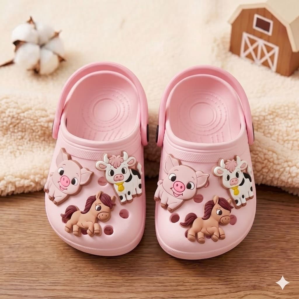 Sandália infantil Menina Chinelo Fazendinha Animais confortável leve Macia Colorida Antiderrapante