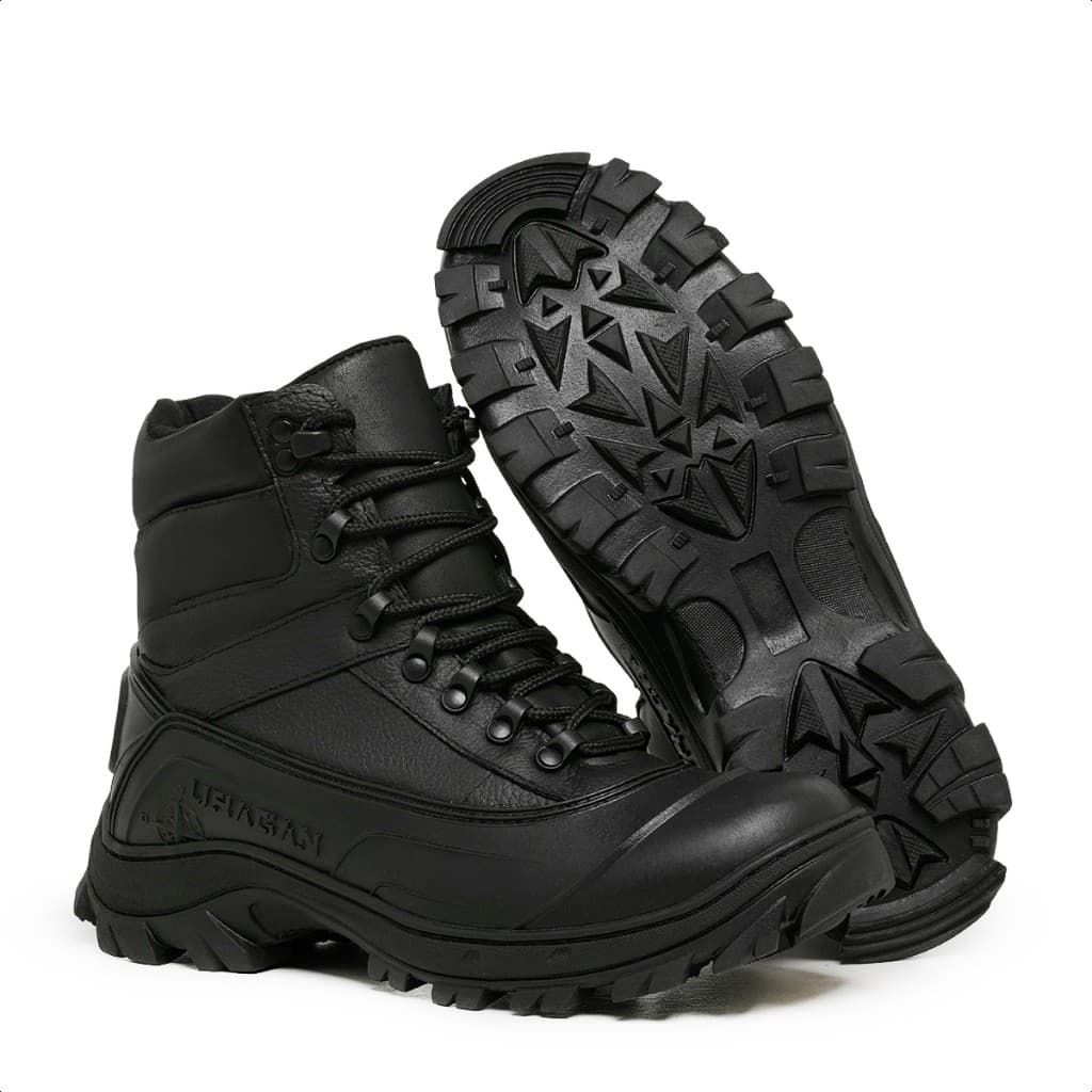 Bota Masculina Coturno Militar Couro Legítimo Impermeável Tática Proteção para Motoqueiro