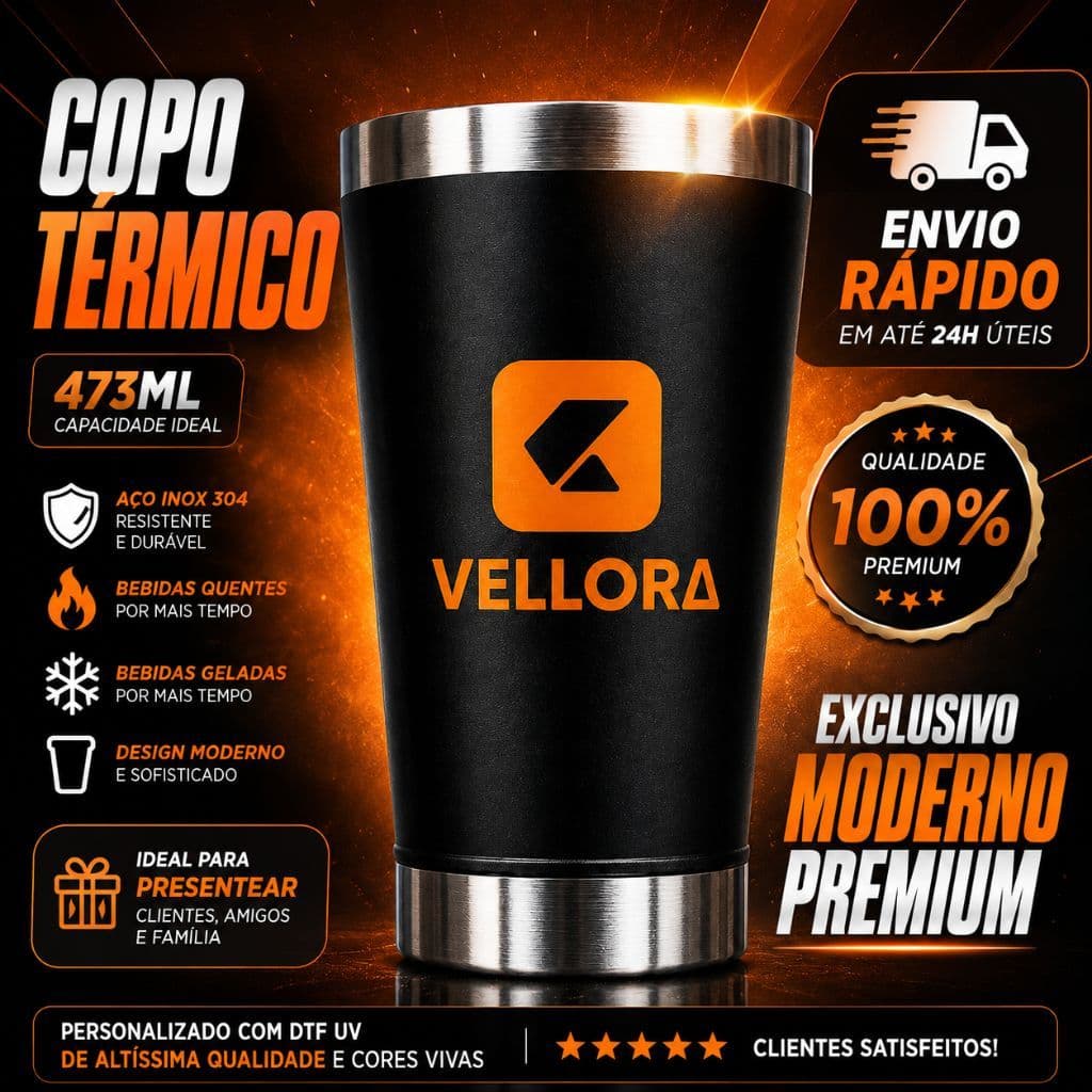 Copo Térmico Preto Inox 473ml  Personalizado  | Mantém Gelado e Quente | Com Tampa e Abridor