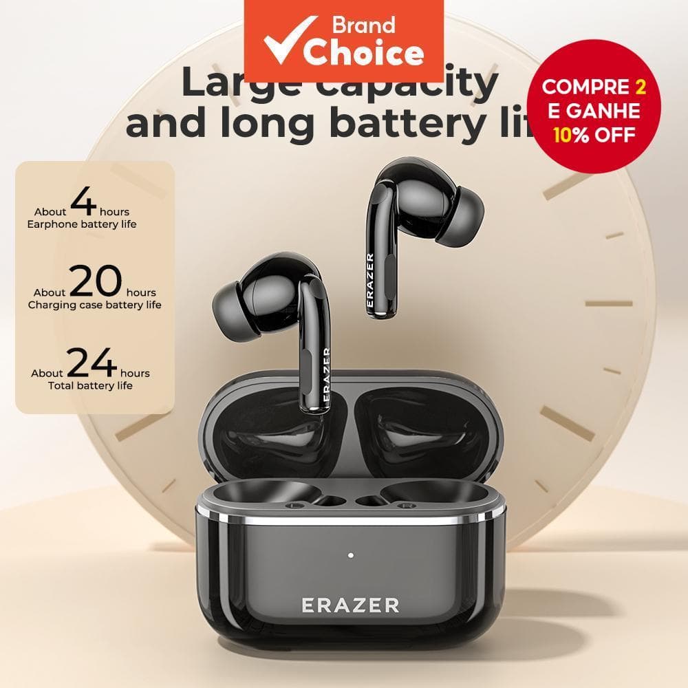 Erazer XT89Pro TWS Fones de Ouvido | Bluetooth 5.4 AI Tradução 75 Idiomas Chamada HiFi HD Redução de Ruído Cancelamento