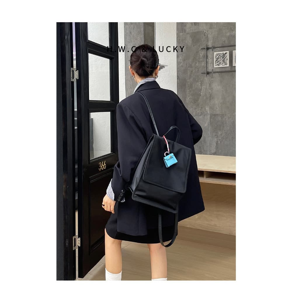 Mochila feminina tecido na segunda-feira oito sacos loja 丨 mochila textura pano de náilon viagem leve à prova dwaterproo