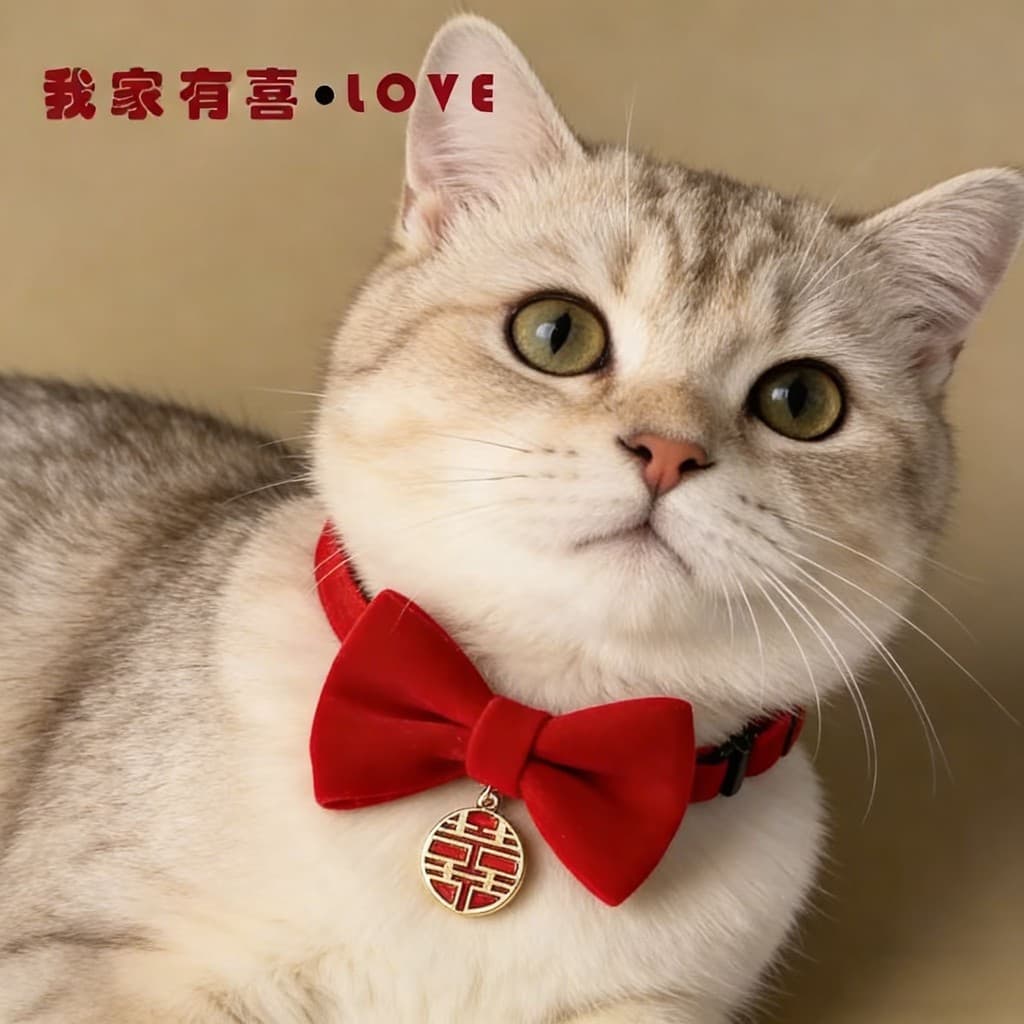 Suprimentos para animais de estimação gato bonito cão vermelho feliz palavra gravata borboleta colar casamento festivo d