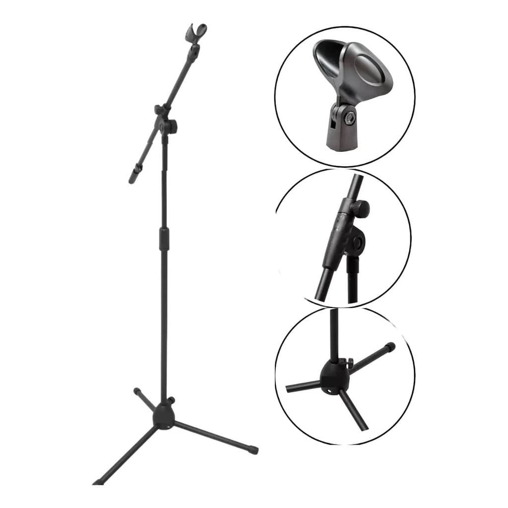 Pedestal Tripe Suporte Para Microfone Girafa Profisional Klx Preto