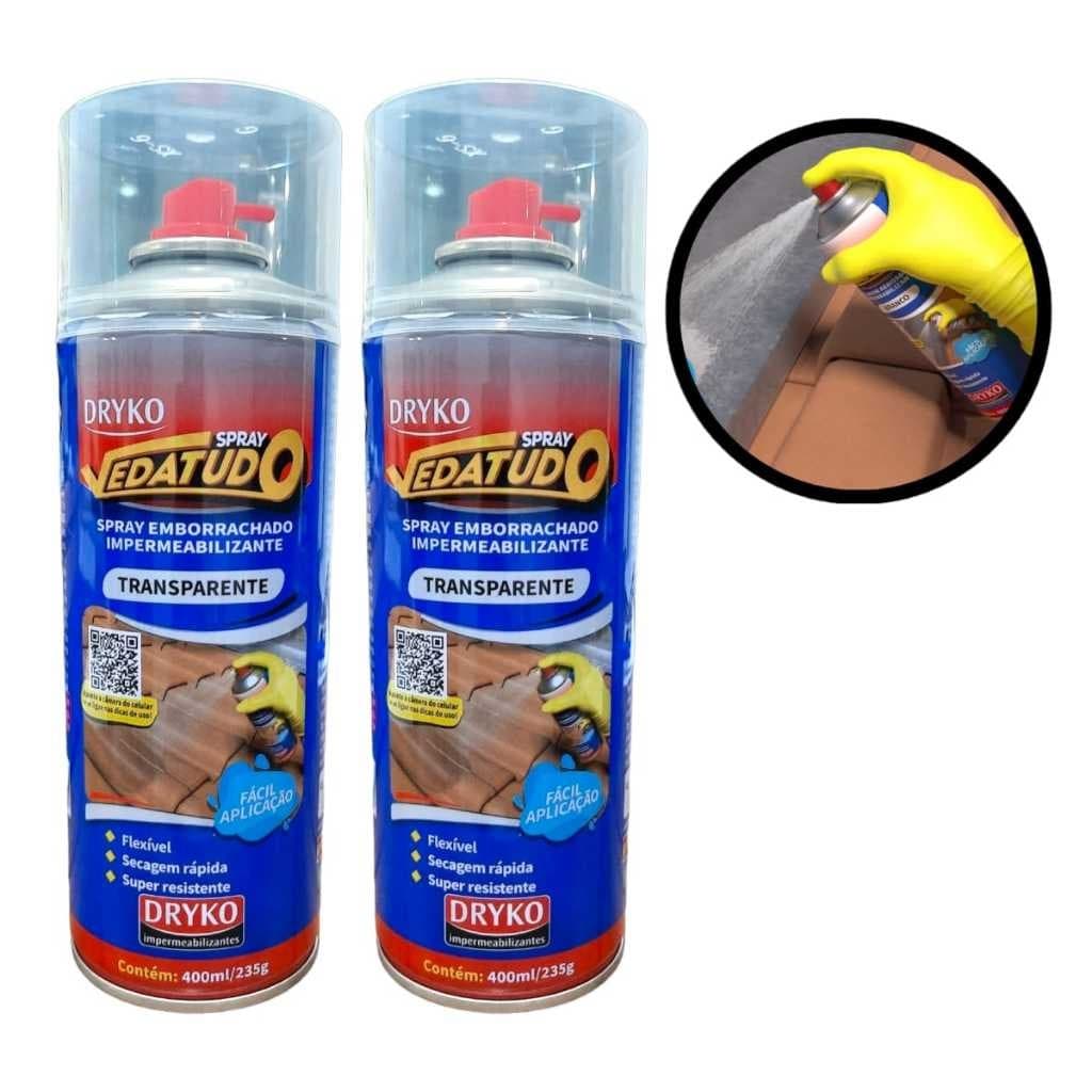 2x Spray Emborrachado Impermeabilizante Manta Liquida 400ml Vazamentos Laje Trincas Calhas