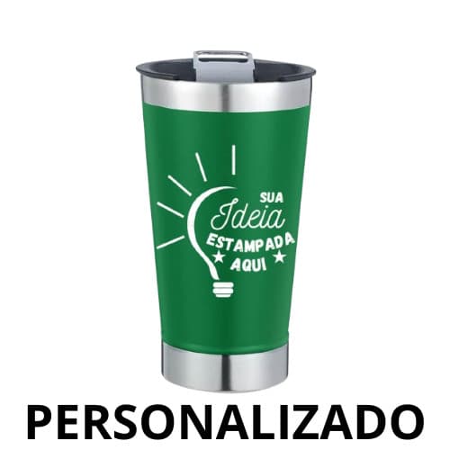 Personalizado - Copo Térmico Inox com TAMPA e ABRIDOR (473 ml) - Verde