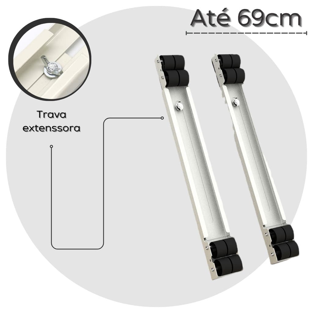Suporte Base Trilho com Rodinhas para Geladeira Fogão Máquina de Lavar