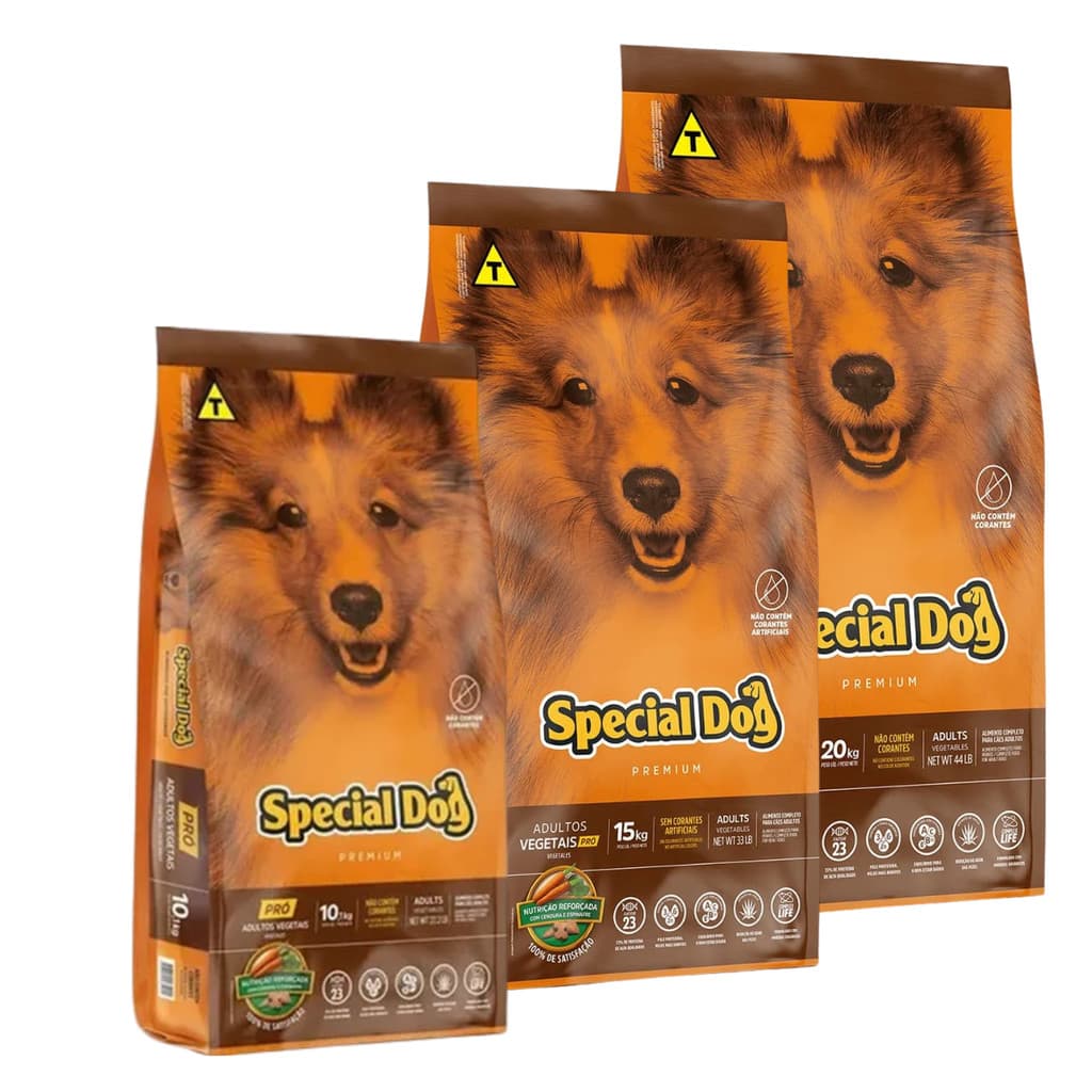 Ração Special Dog Premium Pró Vegetais Cães Adultos Ômega 3 e 6 Alimento Completo
