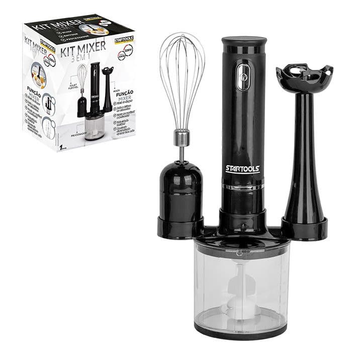 Kit Mixer, Processador e Batedor De Alimentos 3 Em 1 220V - Sortida