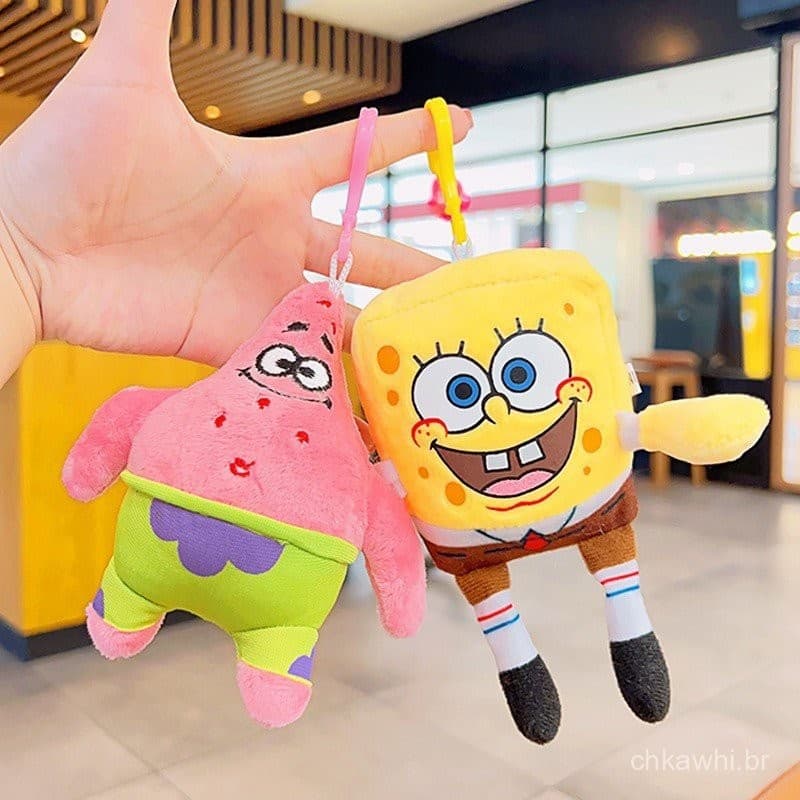 Bob Esponja Calça Quadrada Pingente De Pelúcia Acessórios Saco Mochila Bonito Torta Estrela Pendurado Decoração Boneca C