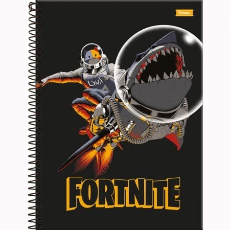 CADERNO CAPA DURA FORTNITE TUBARAO 160FLS