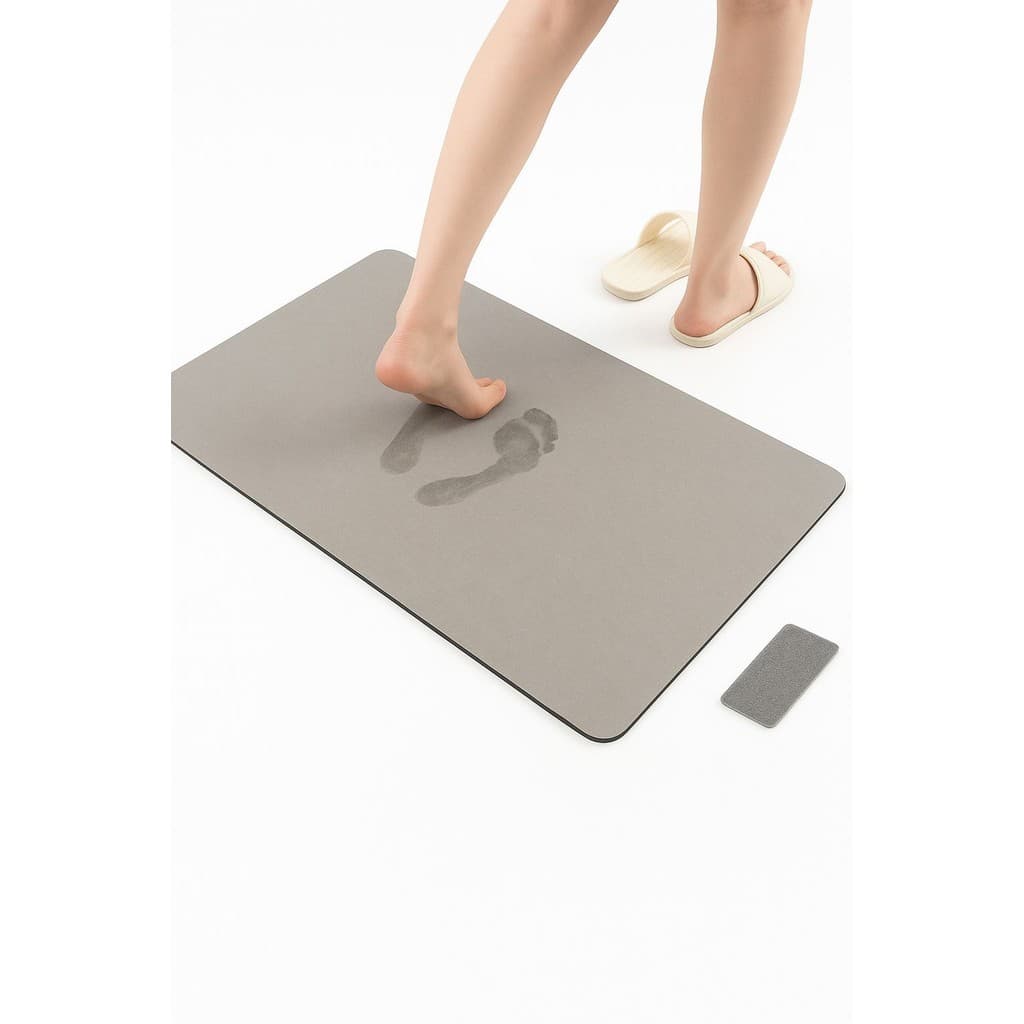 Tapete de Pedra Diatomita Para Banheiro Cinza 60cm x 39cm