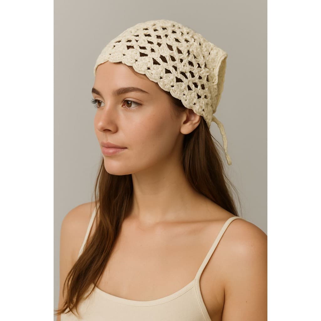 Lenço headpiece de crochê touca feito a mão