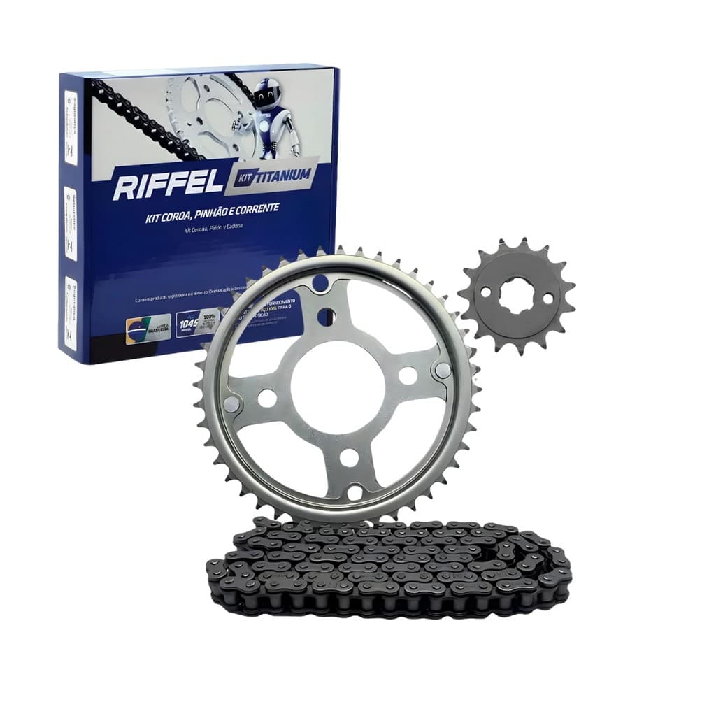 Kit Relação Transmissão Titan 160 Fan 160 2016 A 2024 RIFFEL
