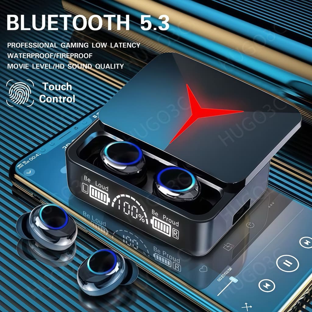 Fone de Ouvido Bluetooth 5.3 M90 Pro Sem Fio Hifi Stereo Gamer Esportivo Touch Com Case