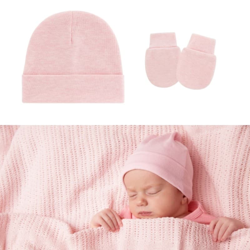 Melhor 1 Conjunto De Chapéu E Luvas De Algodão Para Recém-Nascidos , Tecido Macio Respirável , Boné Fetal Elástico Dobrá