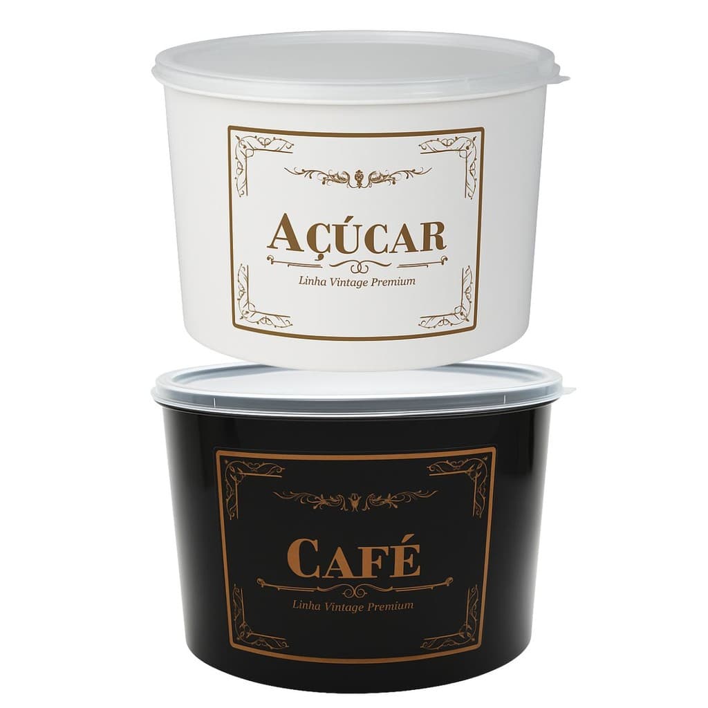 CONJUNTO POTES CAFE AÇUCAR PORTA MANTIMENTO MULTIUSO 2L 2PÇ ORGANIZAÇÃO VINTAGE