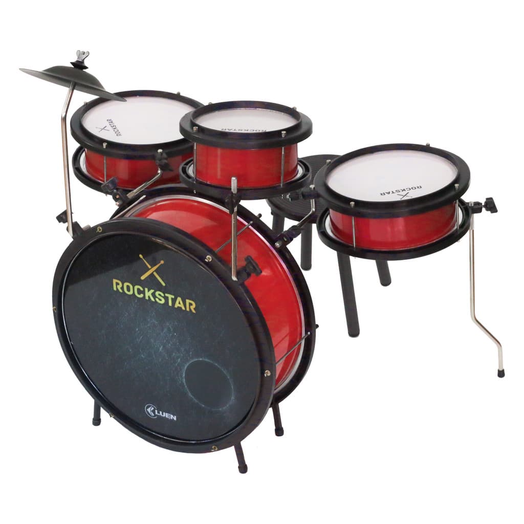 Bateria Infantil Luen Rock Star 4 Peça Pint Eletro Vermelha