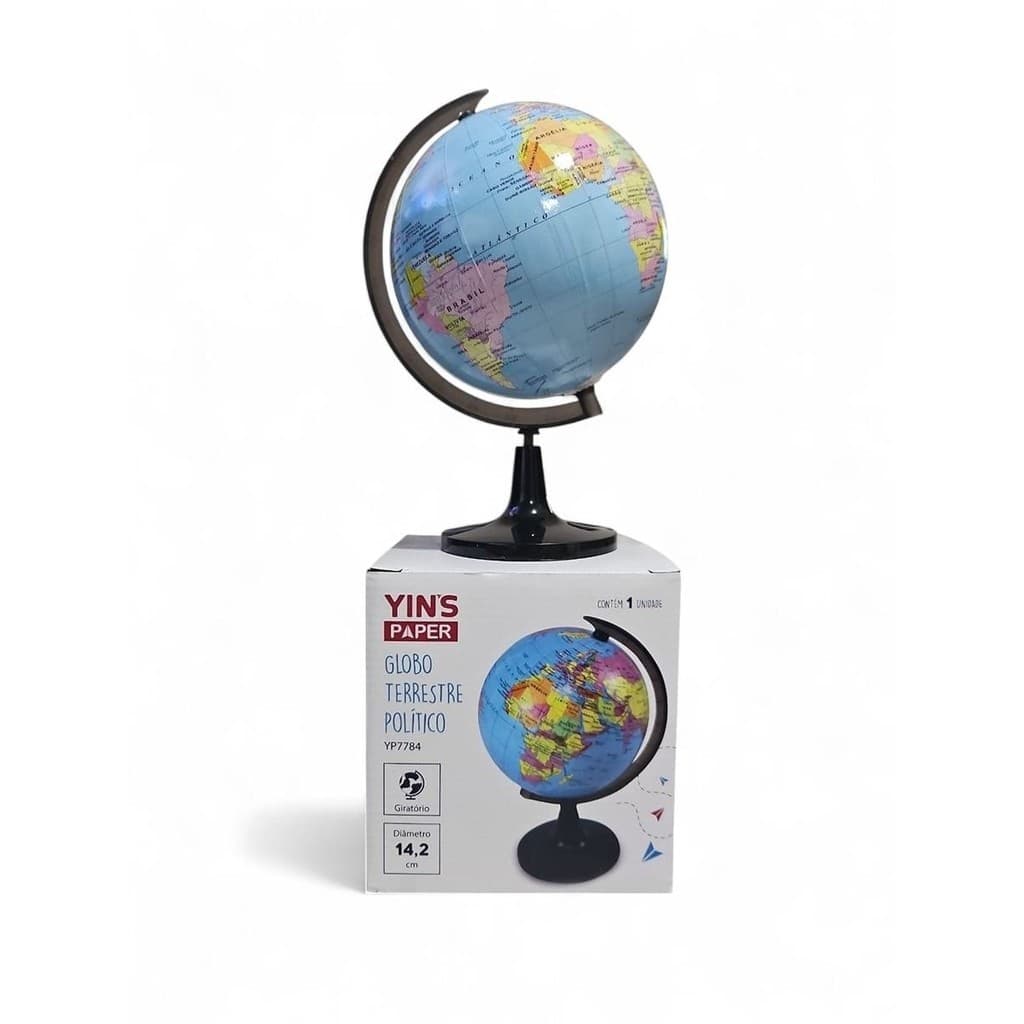 Globo Terrestre de Mesa Politico Giratório Português 14,2cm
