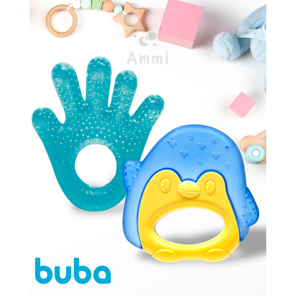Kit Mordedor para Bebê  Buba Mãozinha e Pinguim Macio Alívio das Gengivas do Bebê