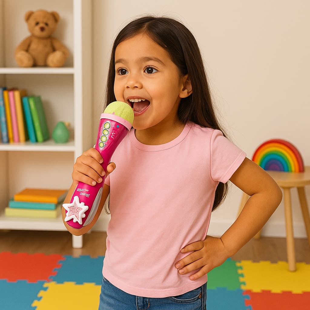 Microfone Star Glam Girl Infantil Brinquedo Menina Sai a Voz e Musical Cantor