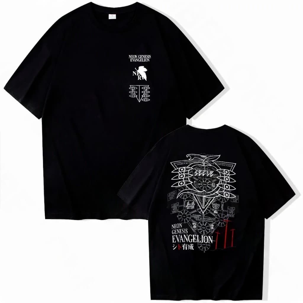 [Camiseta Premium em Algodão Puro]SISI Camiseta Basica e OVERSIZED Neon Genesis Evangelion Seele Nerv Anime Vintage Logo