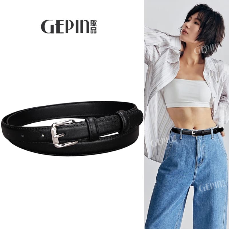 Simples versátil couro genuíno cinto feminino moda decoração terno Jeans com saia nicho Design cinto fino
