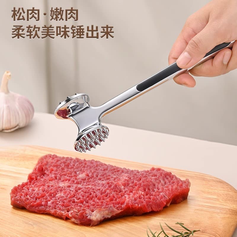 Martelo de carne solta de aço inoxidável, cozinha doméstica, dupla face, martelo de bife, ferramenta macia comercial