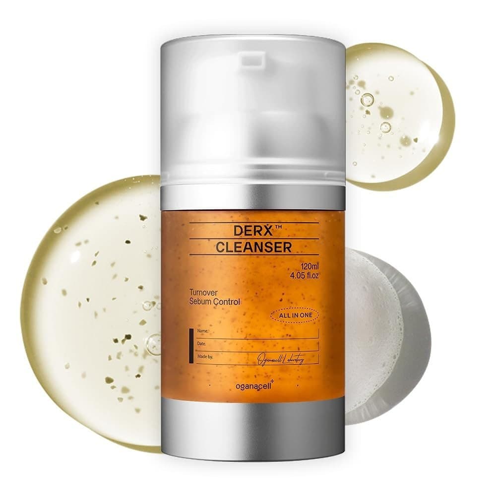 Oganacell DERX Gel de Limpeza Facial Revitalizante, com Peptídeos e Microesferas de Noz - Gel Esfoliante Suave para uma