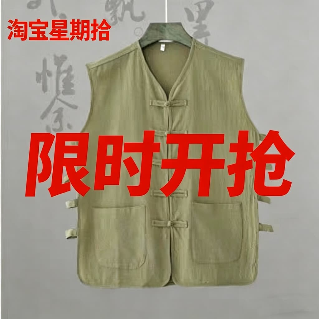 Pijamas estilo chinês estilo chinês algodão linho colete masculino verão estilo fino fivela sem mangas colete Retro Tang