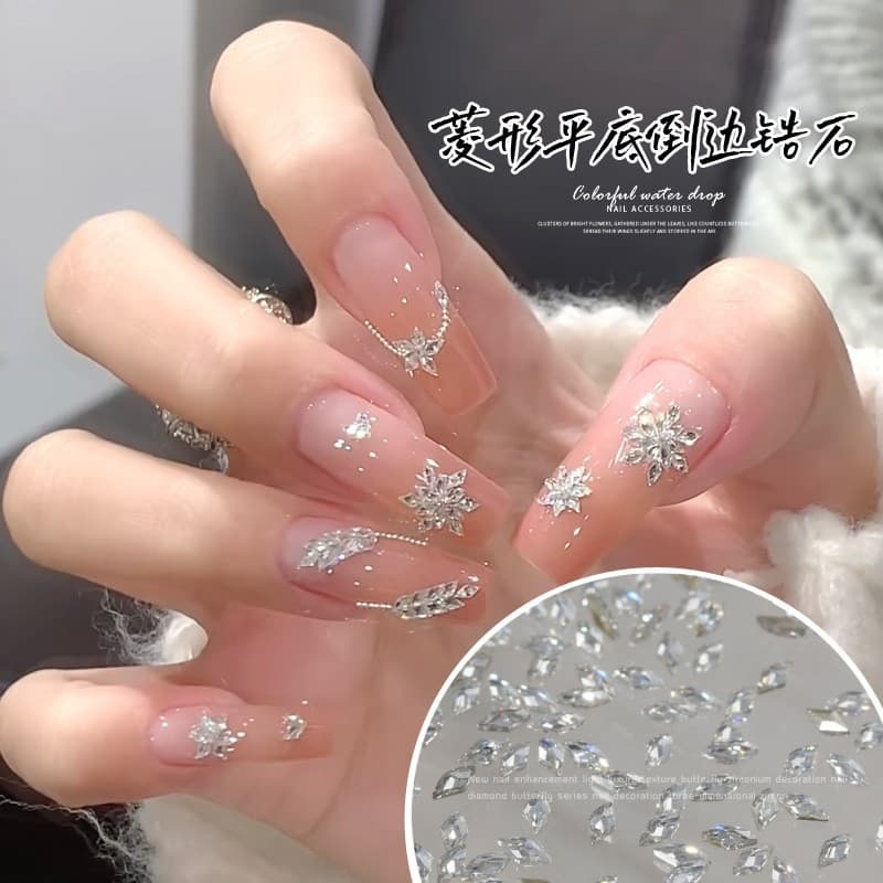 2024 novo estilo piscando Mini fundo plano diamante zircão diamante Manicure jóias costura trigo orelha floco de neve pr