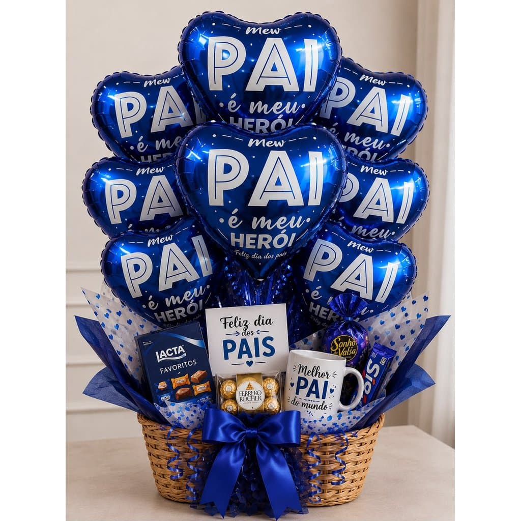10 Balão Metalizado Coração Dos Pais Meu Pai É Meu Heroi Centro Mesa 22cm