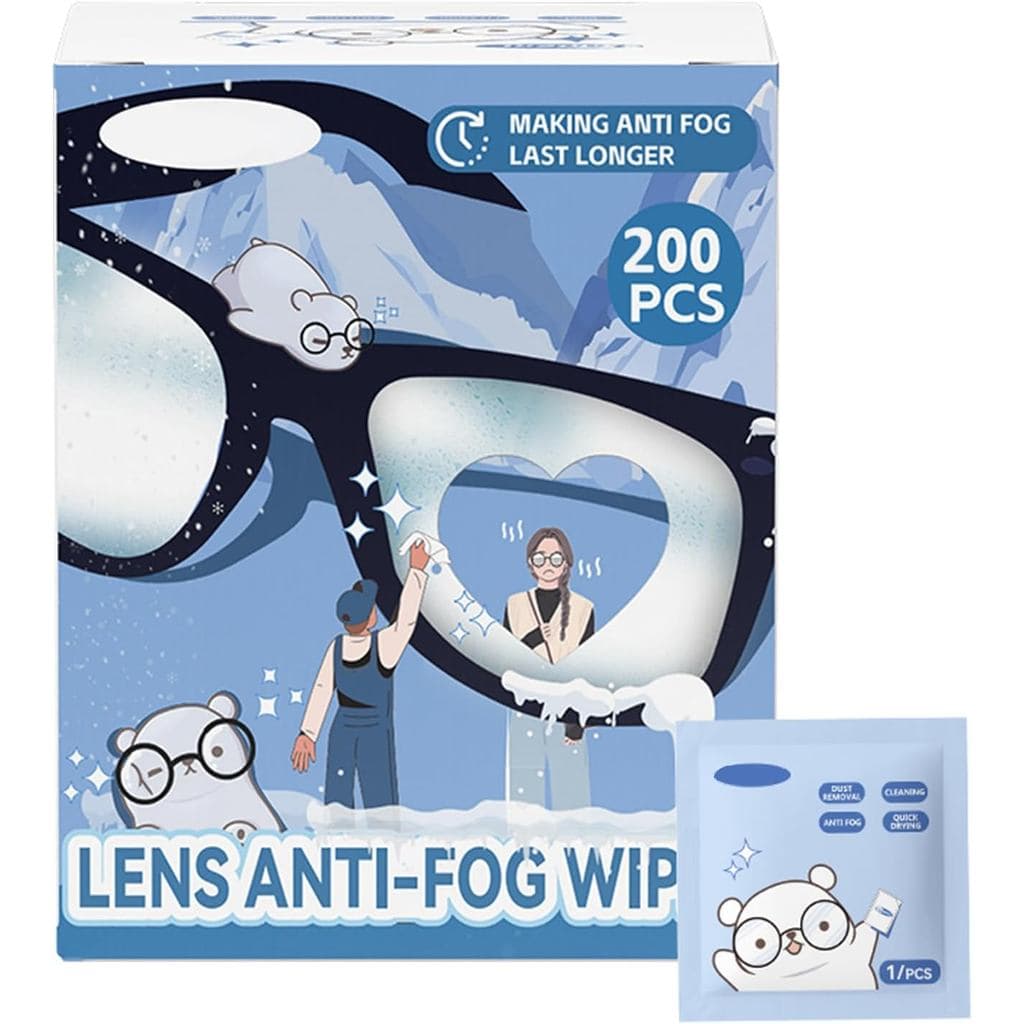 200 PCS-Lenços de Limpeza para Lentes de Tela, Lenços Úmidos Antiembaçantes para Óculos, Lenços Antiembaçantes Umedecido