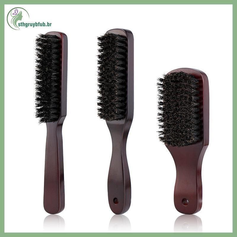 STHB Escova De Cabelo Cabo De Madeira Cerdas De Javali Estilo Barba Desembaraçar Endireitar Marrom Massagem BR
