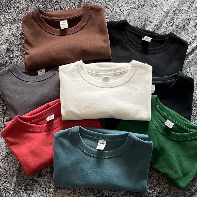 Americano Retro básico t pesado 300g Anti-rugas casal masculino feminino mesmo estilo lavado Casual manga curta puro alg