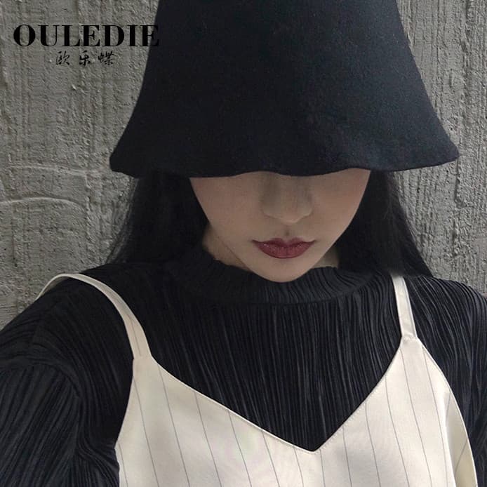 Chapéu de lã em forma de sino feminino primavera outono inverno coreano na moda All-Match influenciador mendigo chapéu a