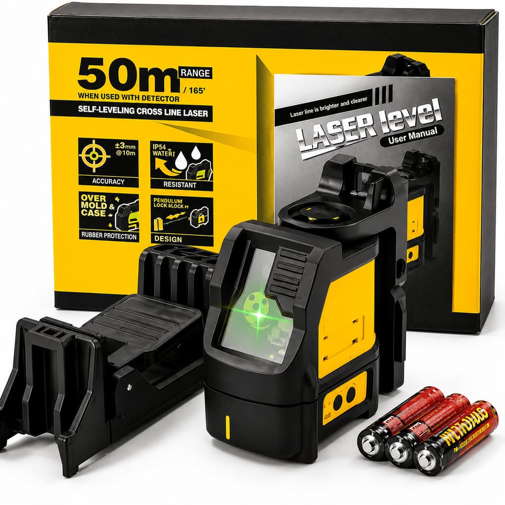 Nivel A Laser Verde Profissional 50 Metros Autonivelante Linha Cruzada Horizontal E Vertical Forte