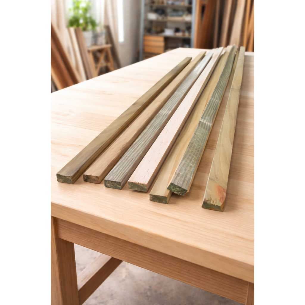Kit 12 Sarrafo 2cm x 1,5cm x 50cm Madeira Para Artesanato Filetes de Pinus Tratado e Plainado