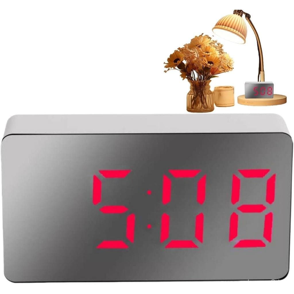 Relógio Despertador Digital LED (Vermelho), Mini Relógio Despertador com Display LED com Data e Hora, Relógios Despertad